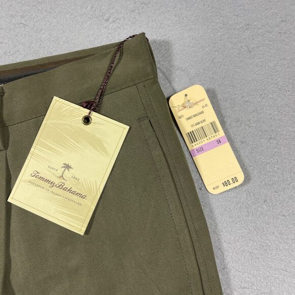 Tommy Bahama Shorts Men 38 Olive Green 100%‎ Silk Pleated Front Casual NWT - Picture 4 of 11